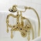 Kingston Brass CA1007T2 3-3/8" Tub Wall Mount Clawfoot Tub Faucet with Hand Shower, Polished Brass CA1007T2 - alternate 4